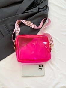 Đúng mốt Trong suốt Túi đeo vai Đối với Kỳ nghỉ - Màu Hồng Tươi - Xem 3