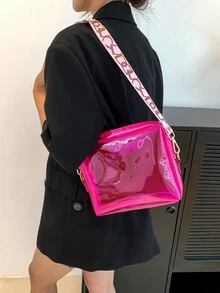 Đúng mốt Trong suốt Túi đeo vai Đối với Kỳ nghỉ - Màu Hồng Tươi - Xem 2