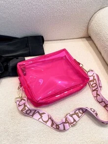 Đúng mốt Trong suốt Túi đeo vai Đối với Kỳ nghỉ - Màu Hồng Tươi - Xem 6