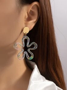 Light Blue Flower Stud Earrings - Baby Blue - View 1