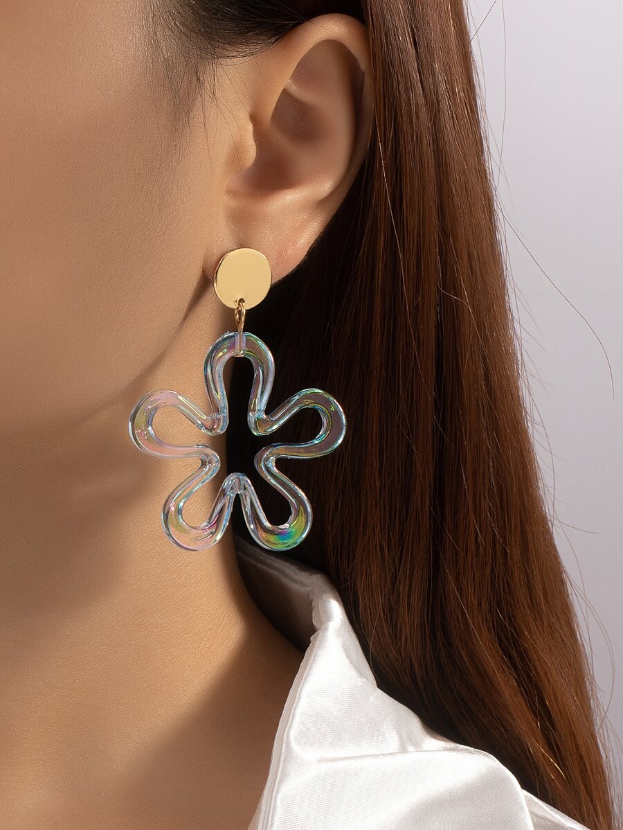 Light Blue Flower Stud Earrings - Baby Blue - View 1