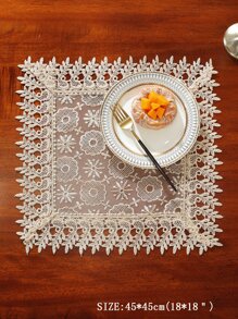 精美水溶蕾絲鏤空花邊刺繡工藝桌布家居裝飾 - 卡其色 - 查看 8