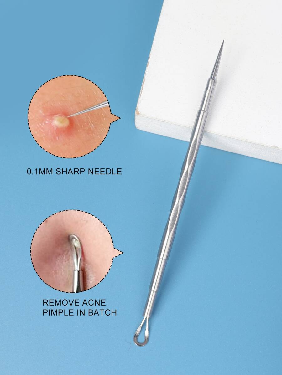 1 pieza Aguja para el acné de acero inoxidable - Plateado - Ver 1