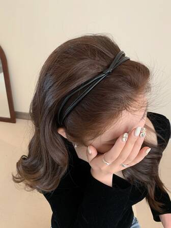 1pc Elegant Twisted Leather Hairband,Hairband,Hair Hoop Headbands, Black Hair Accessories