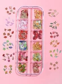 适合秋季，但是一种常青风格的美甲装饰，240 件/盒枫叶形秋季指甲贴花便携式美甲片适用于美甲沙龙 - 彩色 - 查看 1