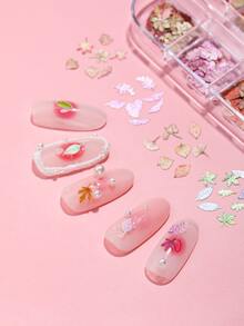 适合秋季，但是一种常青风格的美甲装饰，240 件/盒枫叶形秋季指甲贴花便携式美甲片适用于美甲沙龙 - 彩色 - 查看 5