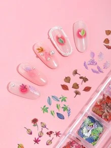 适合秋季，但是一种常青风格的美甲装饰，240 件/盒枫叶形秋季指甲贴花便携式美甲片适用于美甲沙龙 - 彩色 - 查看 4