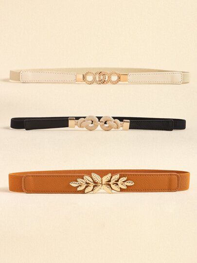 3pcs/Set Western Popular European And American Style Thin Elastic Waist Belts For Dress Or Tight Fit Clothing Or S Pants Halloween Summer, School Fall, Autumn, Halloween