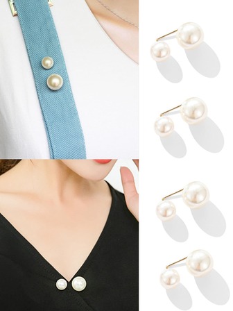 4入組服裝防滑扣飾:胸部別針,腰夾,珍珠開襟衫扣飾,圍巾扣