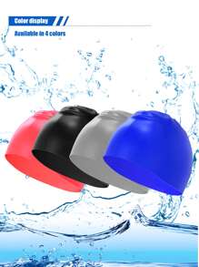 Adult Unisex Elastic Waterproof Silicone Swimming Cap With Ear Protection For Training