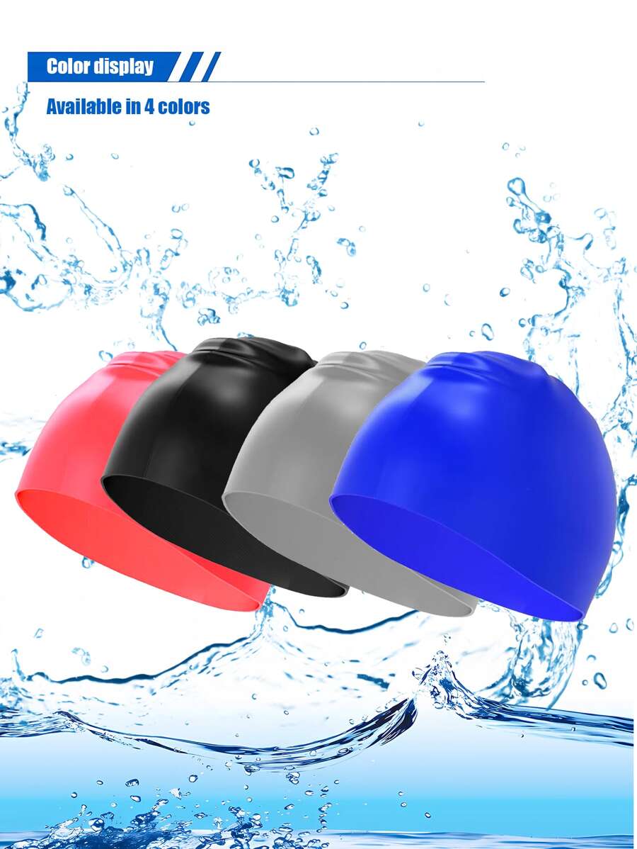 Adult Unisex Elastic Waterproof Silicone Swimming Cap With Ear Protection For Training