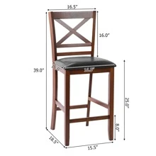 Set Of 2/4 Bar Stools 25'' Counter Height Chairs W/ PU Leather Seat - 棕色 - 查看 2