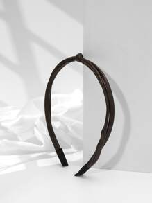 1件装真皮优雅扭结发箍，发带，发箍，头饰发饰 - 巧克力棕 - 查看 2