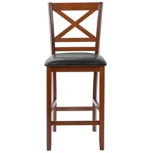 Set Of 2/4 Bar Stools 25'' Counter Height Chairs W/ PU Leather Seat - 棕色 - 查看 9