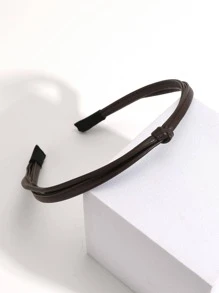 1件装真皮优雅扭结发箍，发带，发箍，头饰发饰 - 巧克力棕 - 查看 3
