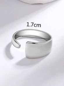 1 chiếc nhẫn bóng mở rộng hình dạng bất đối xứng đơn giản với thiết kế thời trang và cá nhân hóa - Bạc - Xem 4