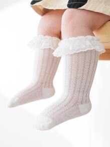 1 đôi tất viền ren viền ren trắng cho bé gái mặc váy công chúa - trắng - Xem 2