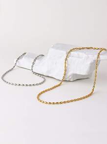 1入組時尚不銹鋼極簡串珠項鏈適合女士日常裝飾