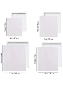 4pcs Paint Canvases For Painting, Multipack Of 4, 6 X 8, 8 X 10, 10 X 12, 12 X 16 Inches – 1 Of Each, Stretched Canvas, 8 Oz Gesso-Primed, Art Supplies For Acrylic Pouring And Oil Painting. Back To School