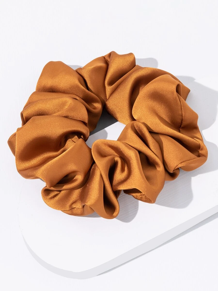 1pc Solid Color Extra Large Hair Scrunchie - Rust - View 1