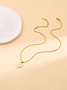 Fashionable Metal Chain Letter Pendant Necklace - Gold - View 1