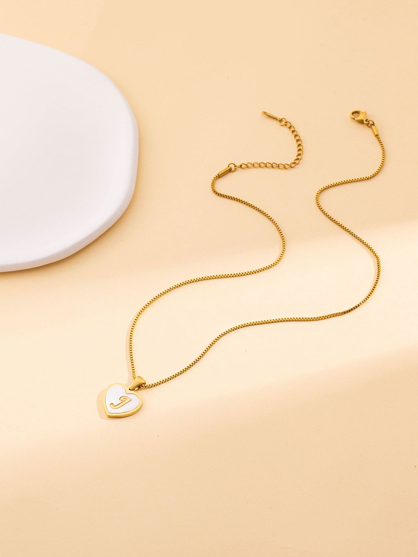 Fashionable Metal Chain Letter Pendant Necklace - Gold - View 1