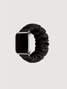 1pc Unisex Black Hair Scrunchie Strap Compatible With Apple Watch Band 49/45/44/42/41/40/38mm - Black - View 1