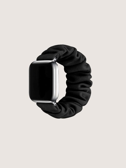 1pc Unisex Black Hair Scrunchie Strap Compatible With Apple Watch Band 49/45/44/42/41/40/38mm