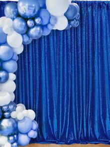 2片装宝石蓝亮片派对背景帘，生日派对装饰，生日横幅，生日背景幕布，生日派对用品，可重复使用，适用于家居装饰、婚礼、婴儿派对，搭配金属拱门支架，永不过时的闪亮背景幕布。 - 寶藍色 - 查看 7