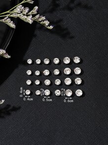 24 Peças Simples E Fashionable Zircônia Cúbica Magnético Brinco Set Como A Casal Presente