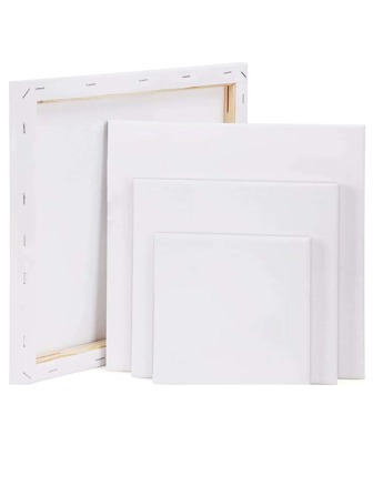 4 Lienzos para pintar, paquete múltiple de 4, 6 X 6, 8 X 8, 10 X 10, 12 X 12 pulgadas - 1 de cada uno, lienzos en blanco cuadrados, lienzos con bastidor, imprimados con gesso de 8 onzas, suministros de arte para pintura acrílica y óleo.