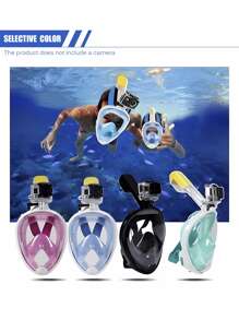 Adult Scuba Diving Face Cover Full Dry Snorkeling Silicone Glasses - Black - View 1