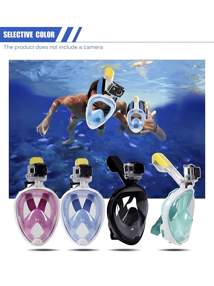 Adult Scuba Diving Face Cover Full Dry Snorkeling Silicone Glasses - Black - View 1