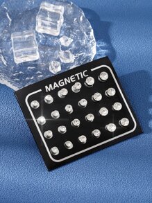 24 Peças Simples E Fashionable Zircônia Cúbica Magnético Brinco Set Como A Casal Presente
