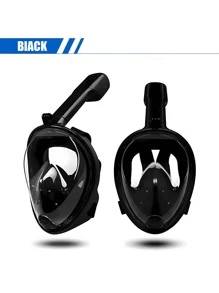 Adult Scuba Diving Face Cover Full Dry Snorkeling Silicone Glasses - Black - View 2
