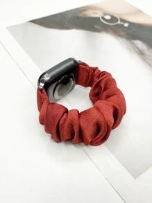 1入組中性紅色彈性髮帶錶帶適用於Apple Watch49/45/44/42/41/40/38mm - 酒紅色 - 查看 4