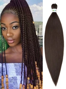 Nâu Nâu Đậm Tóc Bện Tóc Bện Dài 26 Inch 1 Gói Tóc Bện Tóc Nối Chuyên Nghiệp Bằng Sợi Tổng Hợp Móc Xoắn Tóc Bện, Kết Cấu Yaki Mềm Mại, Cài Đặt Bằng Nước Nóng - Cà phê nâu - Xem 1