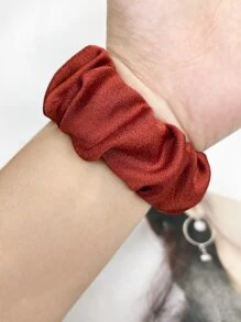 1入組中性紅色彈性髮帶錶帶適用於Apple Watch49/45/44/42/41/40/38mm - 酒紅色 - 查看 5