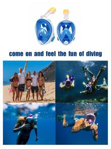 Adult Scuba Diving Face Cover Full Dry Snorkeling Silicone Glasses - Black - View 7