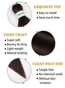 Nâu Nâu Đậm Tóc Bện Tóc Bện Dài 26 Inch 1 Gói Tóc Bện Tóc Nối Chuyên Nghiệp Bằng Sợi Tổng Hợp Móc Xoắn Tóc Bện, Kết Cấu Yaki Mềm Mại, Cài Đặt Bằng Nước Nóng - Cà phê nâu - Xem 5