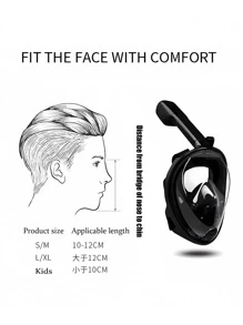 Adult Scuba Diving Face Cover Full Dry Snorkeling Silicone Glasses - Black - View 3