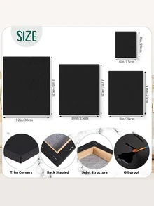4pcs Đối với Bức tranh , Nhiều gói Của 4 , 6 X 8 , 8 X 10 , 10 X 12 , 12 X 16 Inch - 1 Của Mỗi , Trống Đen tranh sơn dầu , Kéo dài tranh sơn dầu , 8 OZ , Nghệ thuật Quân nhu Đối với Người lớn , Đối với Acrylic Trút xuống Và Dầu - màu đen - Xem 6