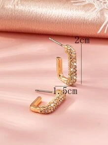 時尚豪華閃亮水鑽方形設計耳環