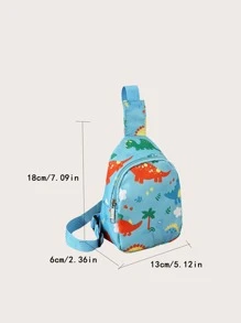 可愛恐龍印花迷你斜挎包單肩包 - 藍色 - 查看 8
