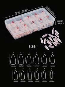 Thể hiện tình yêu của bạn với Bộ móng tay giả 240 chiếc Long Almond Solid Full Cover - Màu be - Xem 3