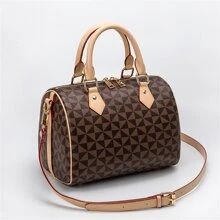 Old Money Style, New Arrival Geometric Pattern Fashionable Handbag With Adjustable Shoulder Strap, Bags Ladies Elegant - Brown - View 1