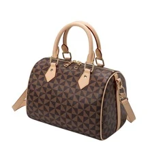 Old Money Style, New Arrival Geometric Pattern Fashionable Handbag With Adjustable Shoulder Strap, Bags Ladies Elegant - Brown - View 2