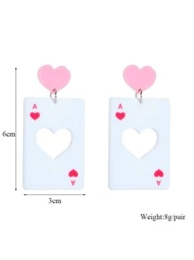 1 đôi Xu hướng: Cắt giảm Tim & Hình vuông Bài xì phé Acrylic Vật rủ xuống Hoa tai , Đỏ  Tim A - Nhiều màu - Xem 3
