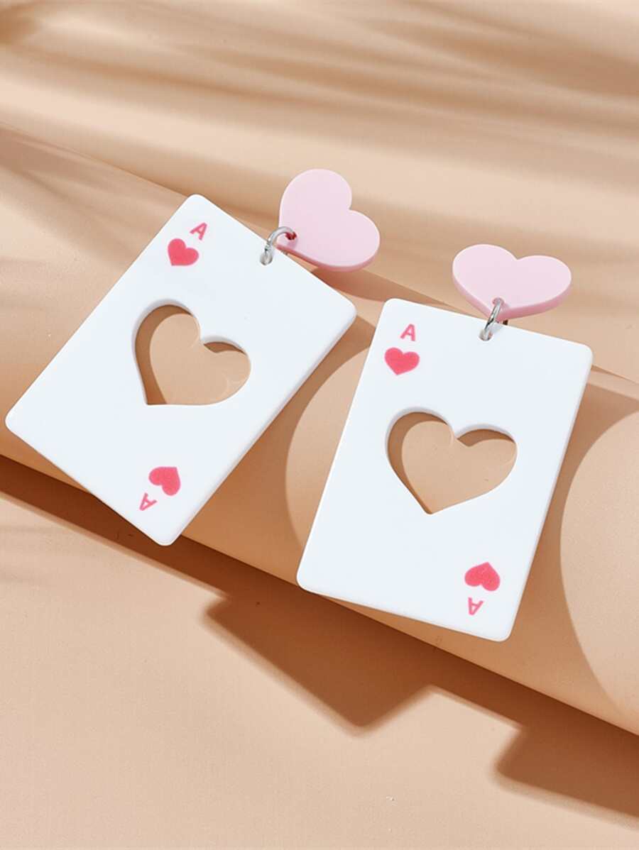 1 đôi Xu hướng: Cắt giảm Tim & Hình vuông Bài xì phé Acrylic Vật rủ xuống Hoa tai , Đỏ  Tim A - Nhiều màu - Xem 1