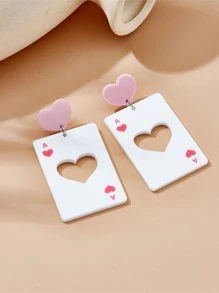 1 đôi Xu hướng: Cắt giảm Tim & Hình vuông Bài xì phé Acrylic Vật rủ xuống Hoa tai , Đỏ  Tim A - Nhiều màu - Xem 2